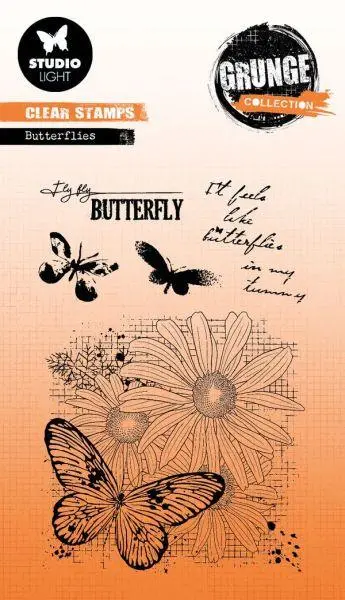 Grunge Collection - Clear Stamps - Butterflies 1
