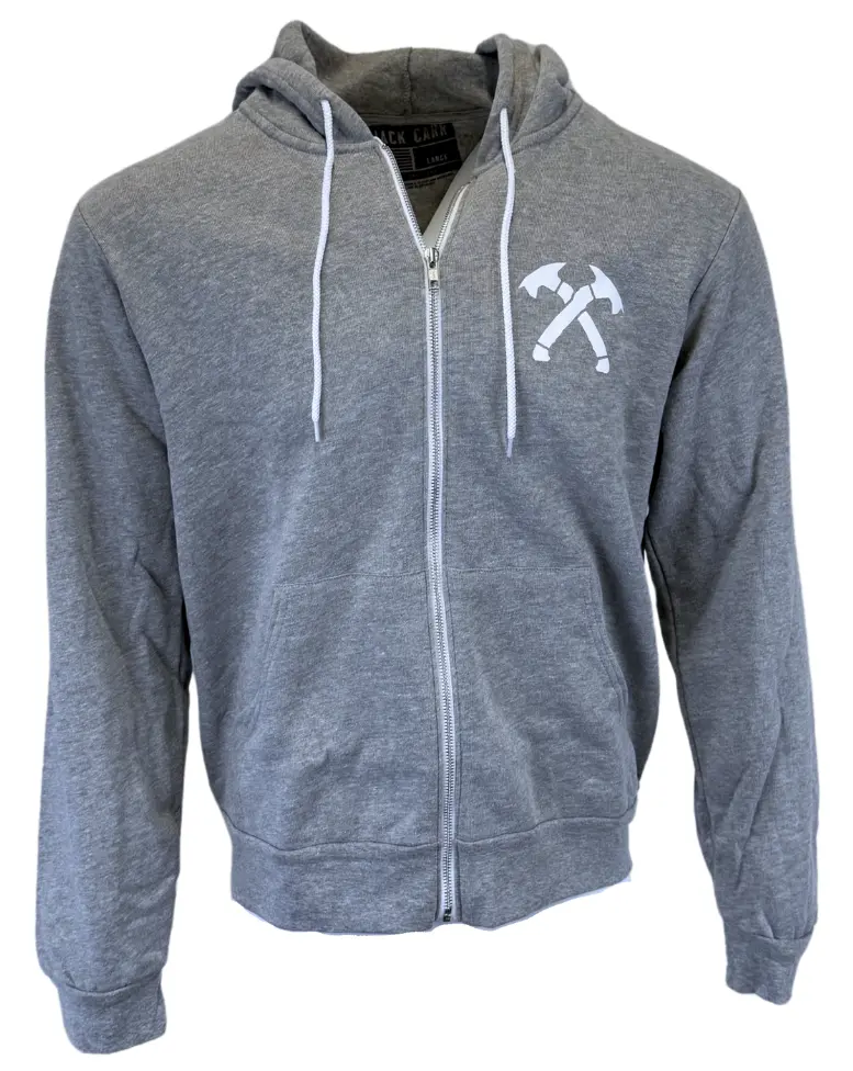 Heather Gray Crossed Hawks Zip Up Hoodie 1