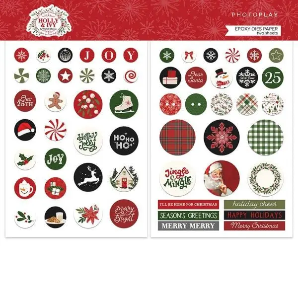 Holly And Ivy - Pre-Colored Epoxy Dies Paper Pack 1