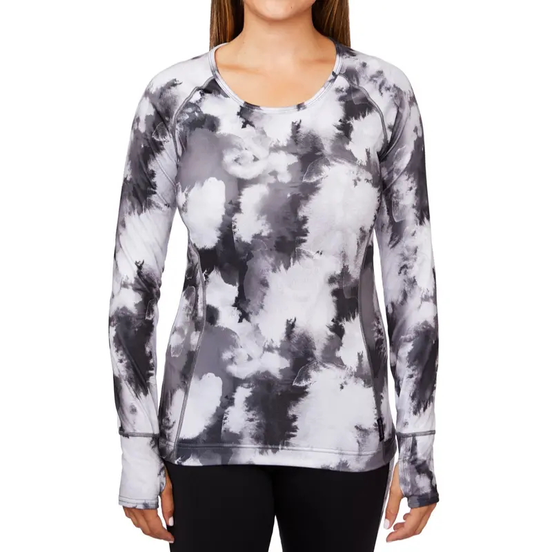 Hot Chillys Women Micro-Elite Chamois Snow Water Print Scoop 1