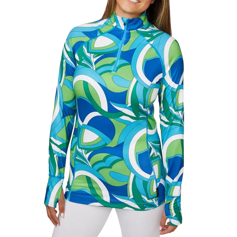 Hot Chillys Women’s Micro-Elite Chamois Fiesta Zip-T – Vintage 70s-Inspired Thermal Top