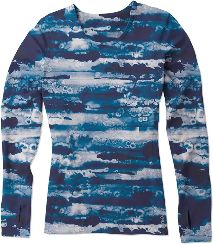 Hot Chillys Women’s Micro-Elite Chamois Printed Crewneck – Midweight Body-Fit Base Layer