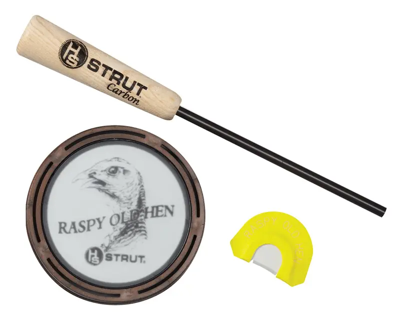 Hs Strut Raspy Old Hen Friction Call Turkey Hen Sounds Attracts Turkeys Glass/Carbon 1