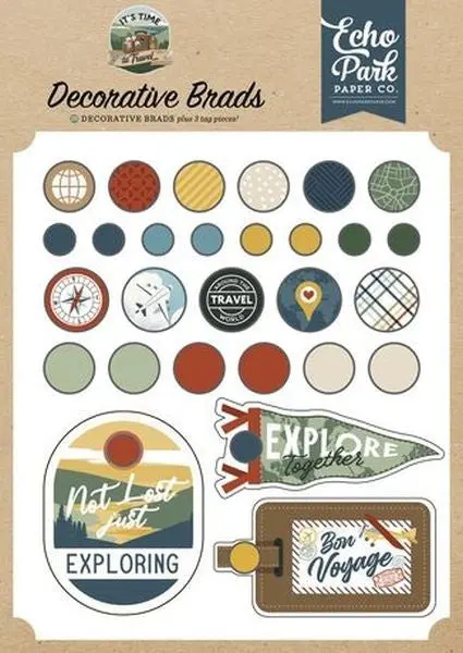 It's Time To Travel - Decorative Brads 1