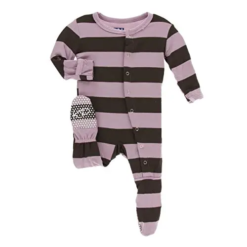 Kickee Pants Bamboo Print Footie With Snaps 1