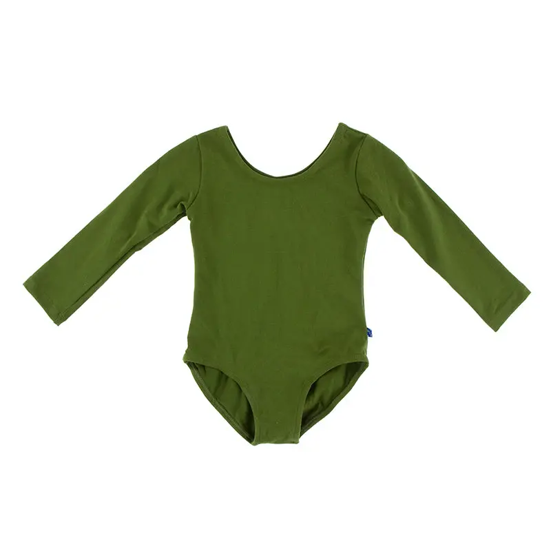 Kickee Pants Girls’ Long-Sleeve Performance Jersey Leotard – Solid Color Activewear