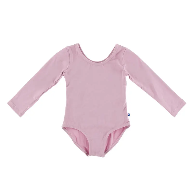 Kickee Pants Girls’ Long-Sleeve Performance Jersey Leotard – Solid Color Activewear