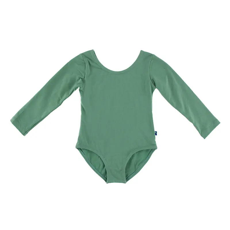 Kickee Pants Girls’ Long-Sleeve Performance Jersey Leotard – Solid Color Activewear