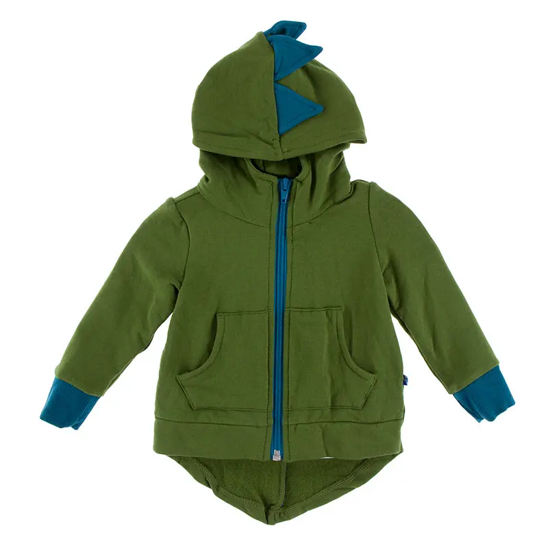 Kickee Pants Kids’ Dino Fleece Hoodie – Soft Zip-Front Hooded Sweatshirt for Toddlers