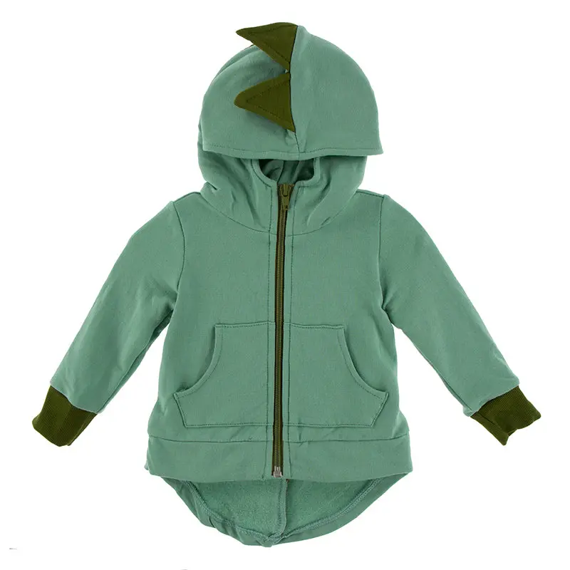 Kickee Pants Kids’ Dino Fleece Hoodie – Soft Zip-Front Hooded Sweatshirt for Toddlers