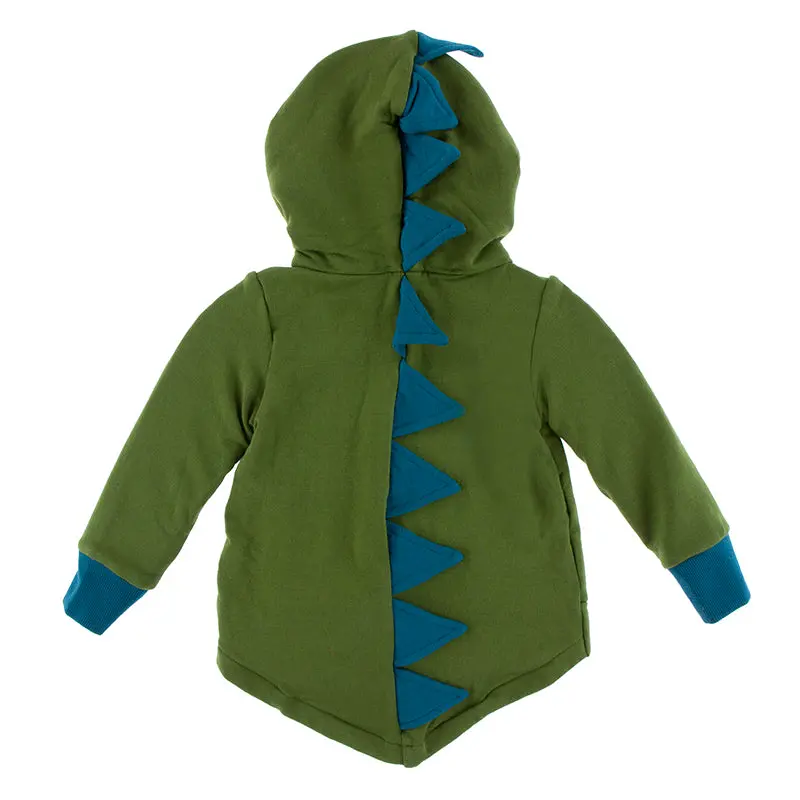 Kickee Pants Kid's Solid Fleece Zip-Front Dino Hoodie 10
