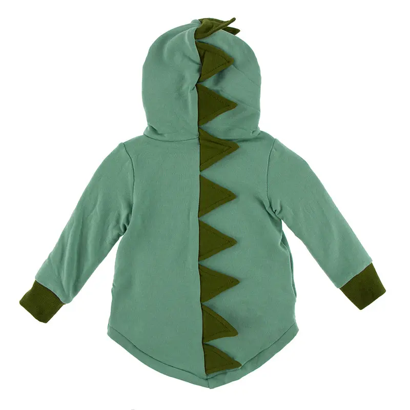 Kickee Pants Kid's Solid Fleece Zip-Front Dino Hoodie 12