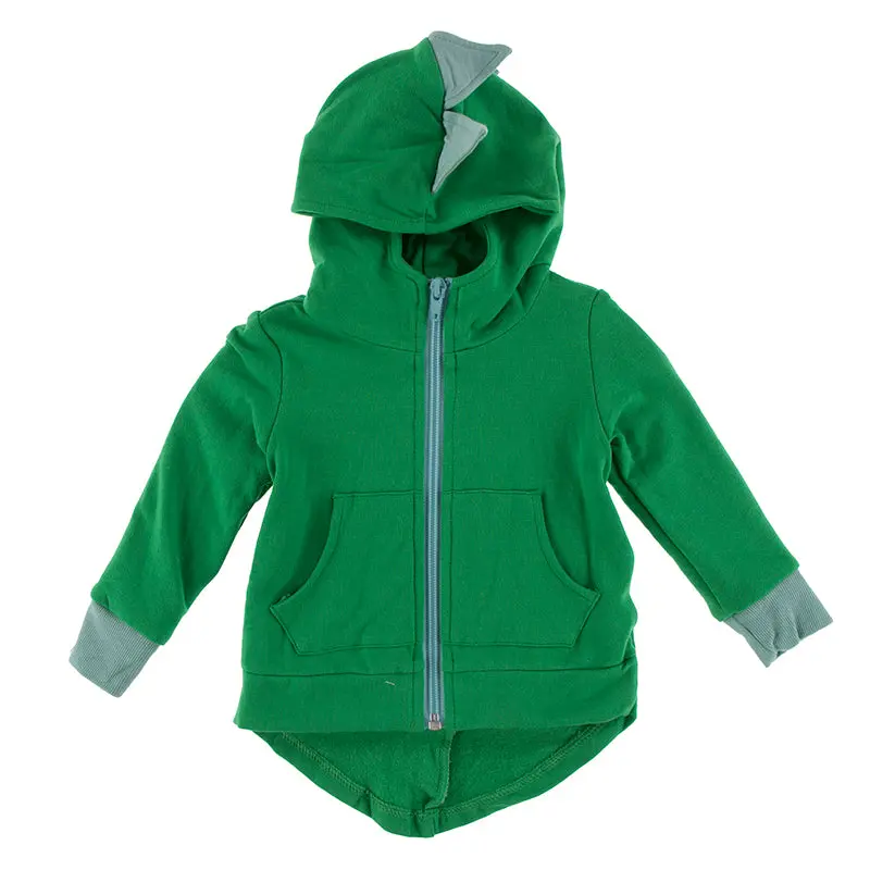 Kickee Pants Kid's Solid Fleece Zip-Front Dino Hoodie 8