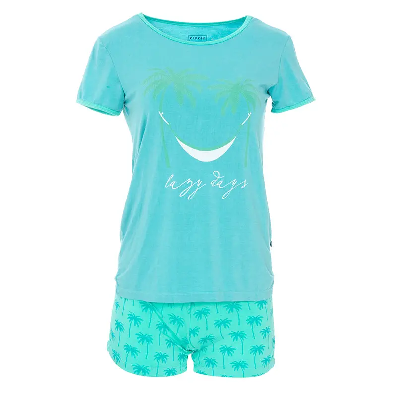 Kickee Pants Women's Print Short Sleeve Fitted Pajama Set With Shorts 1