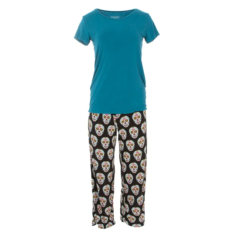 Kickee Pants Women's Short Sleeve Loosey Goosey Tee & Pant Set 1