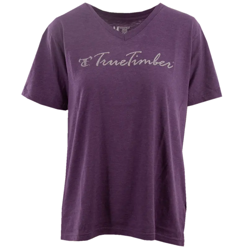 Ladies Logan Berry V-Neck With Silver Logo 1