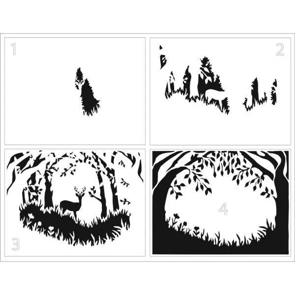 Layered Forest Scene - A2 Stencils 1