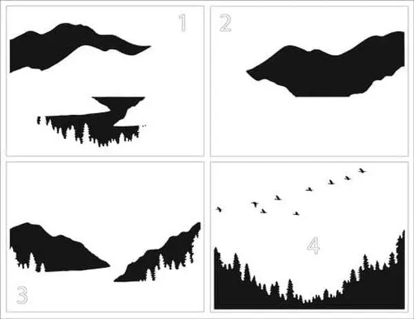 Layered Mountain Scene - A2 Stencils 1