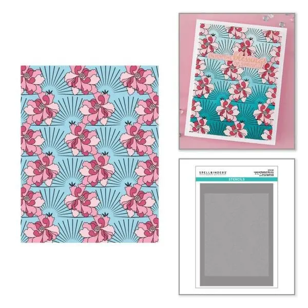 Layered Radiant Blooms Stencil - Betterpress Society February 2026 Add On 1