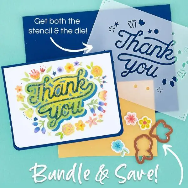 Layered Stencils Collection - Floral Thank You Stencil And Die 1
