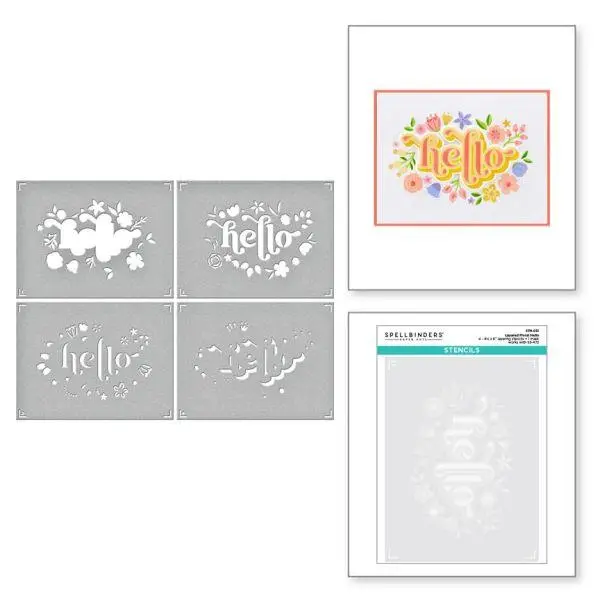 Layered Stencils Collection - Layered Floral Hello Stencils 1