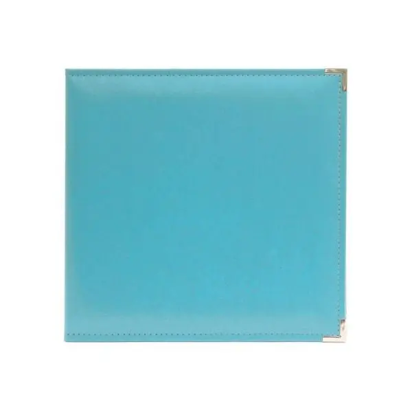 Leather 3 Ring Album - Aqua 1