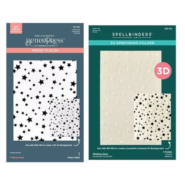 Little Smiles Collection - Wishing And Falling Stars 3D Embossing Folder & Betterpress Bundle 1