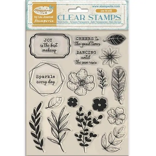 Masquerade - Clear Stamps - Flowers And Labels 1