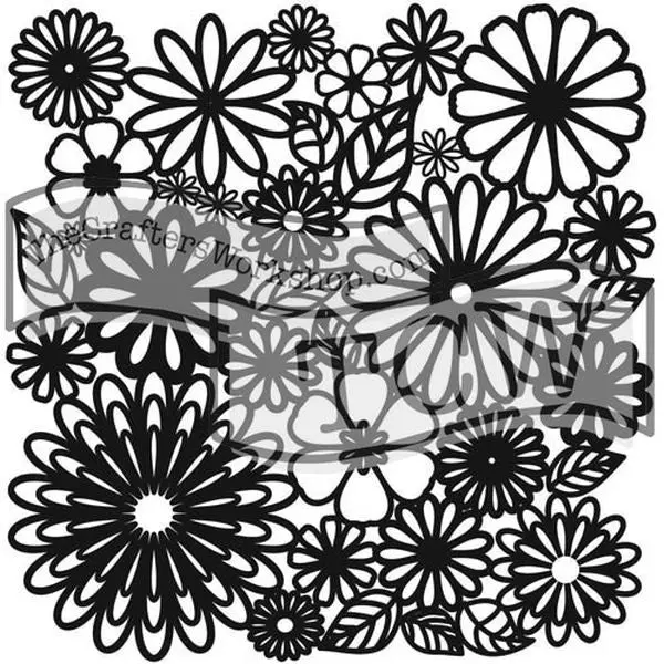 Mini Flower Frenzy -  6X6 Stencil 1