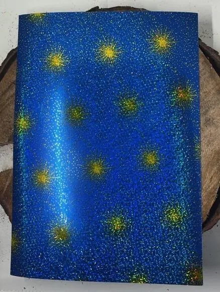 Mirror Printed Cardstock - Blue/Gold Starburst 1