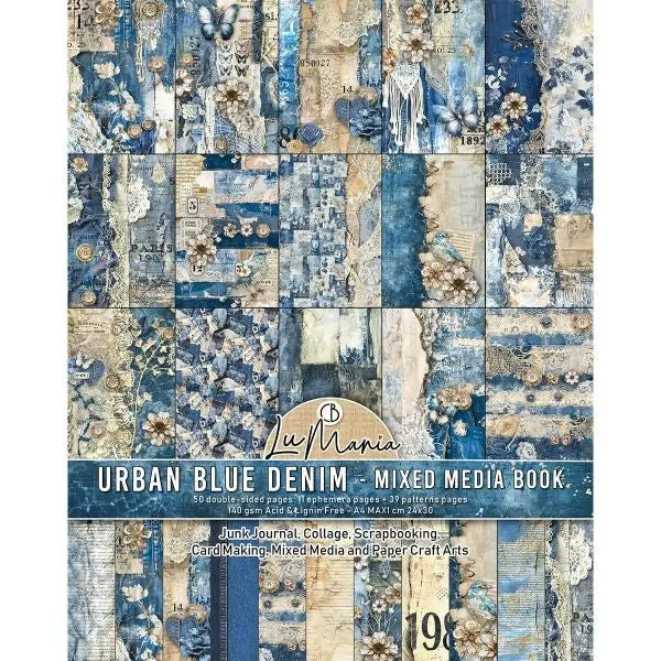 Mixed Media Book - Urban Blue Denim 1