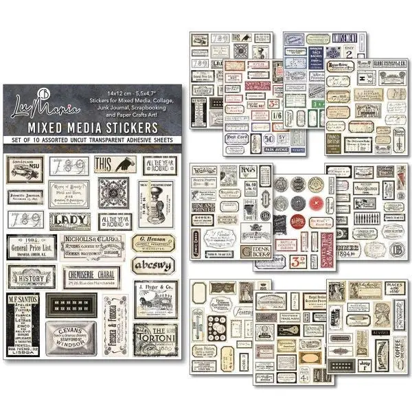 Mixed Media Stickers - Vintage Scripts 1