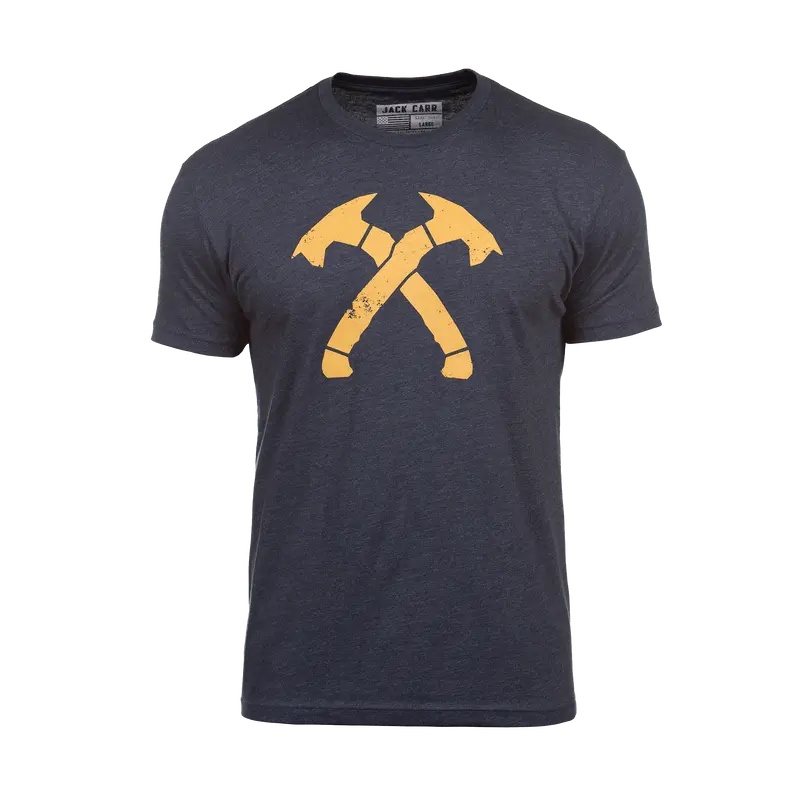 Navy Blue And Gold Distressed Crossed Hawks Tee 1