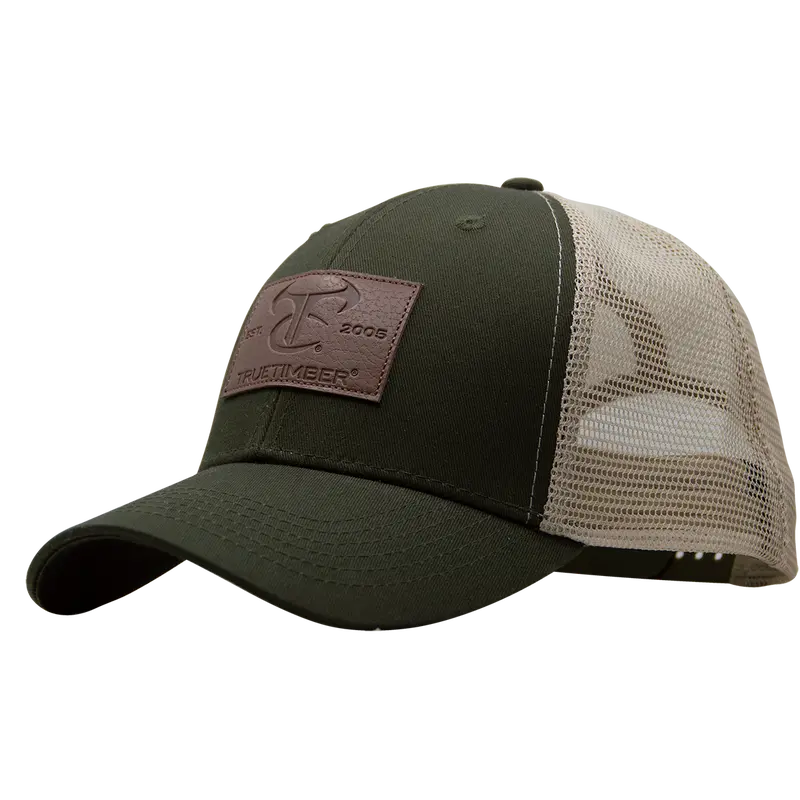 Olive Leather Patch Cap 1