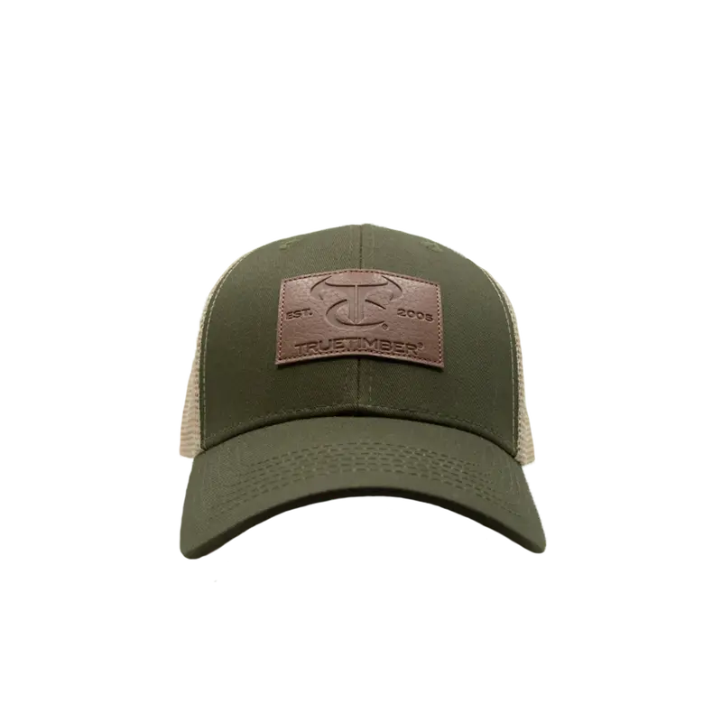 Olive Leather Patch Cap 2