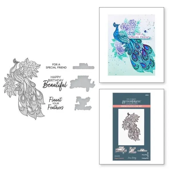 Peacock Paradise Collection - Elegant Peacock Press Plate & Die Set 1