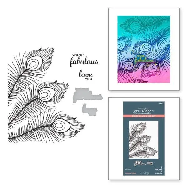 Peacock Paradise Collection - Fabulous Feathers Press Plate & Die Set 1