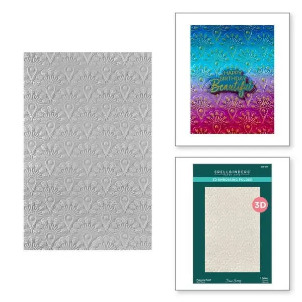 Peacock Paradise Collection - Peacock Motif 3D Embossing Folder 1