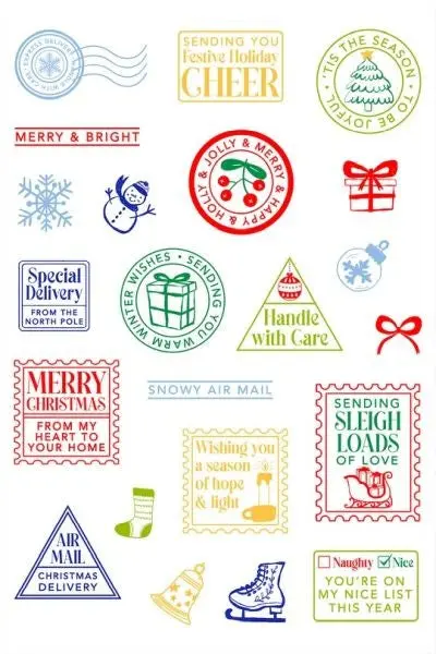 Postage Collage Clear Stamps - Season's Greetings 1