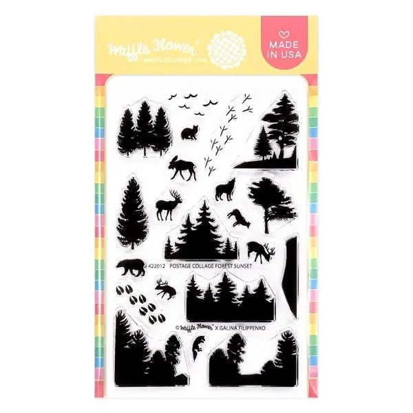 Postage Collage - Forest Sunset - Clear Stamps 1