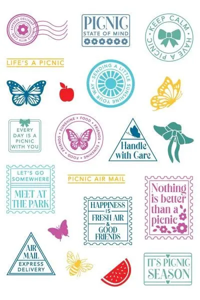 Postage Collage Stamps - Picnic 1