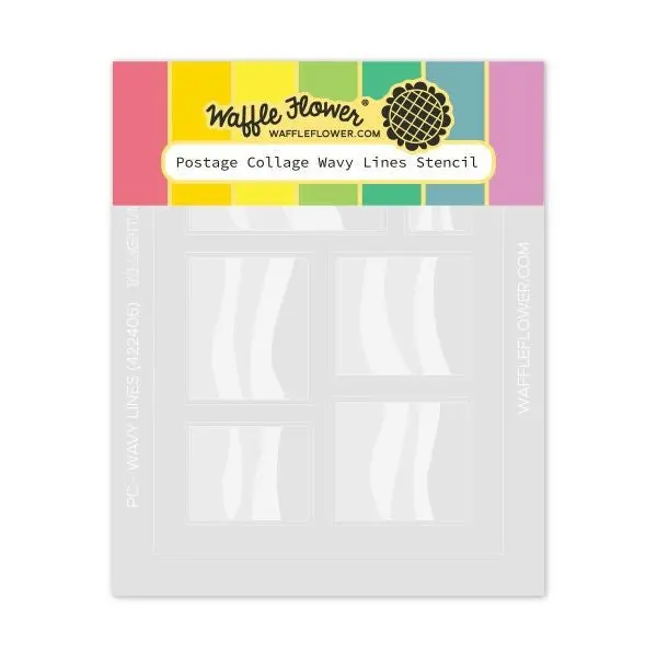 Postage Collage - Wavy Lines Stencil 1