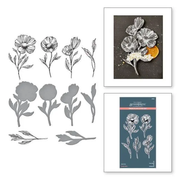 Pressed Posies Collection - Flower Stems Press Plate & Die Set 1
