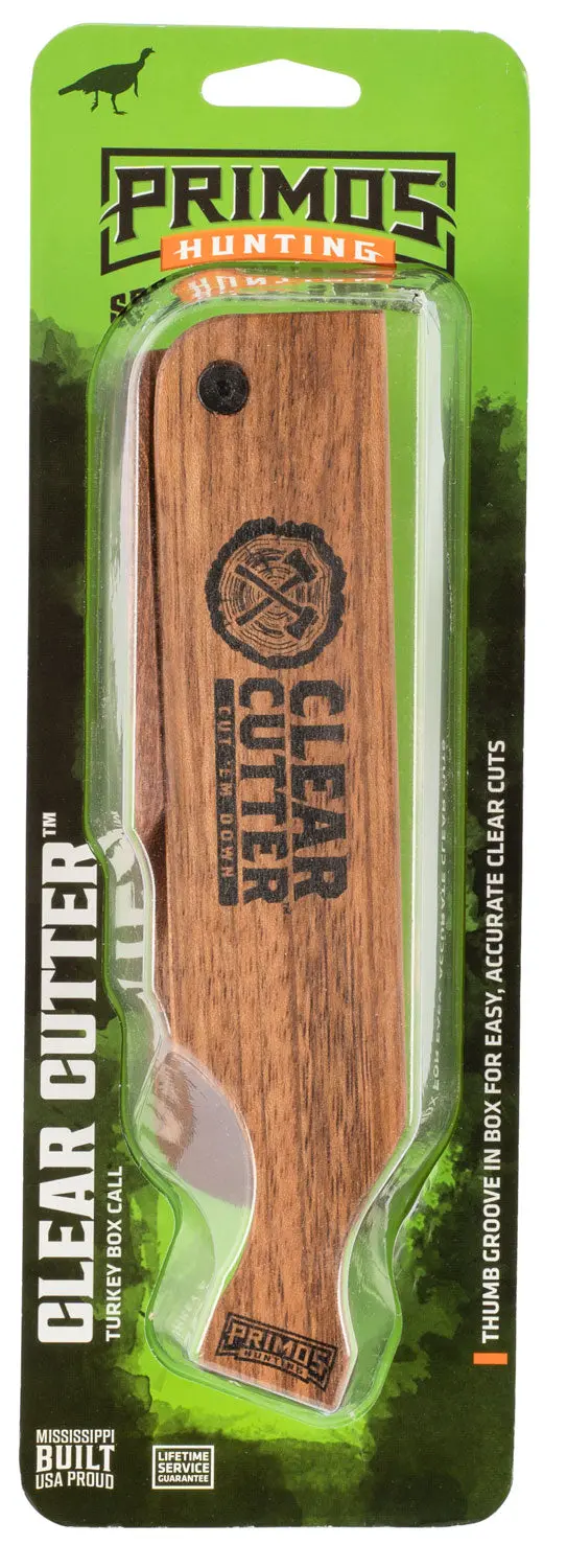 Primos Clear Cutter Box Call Turkey Hen Sounds Attracts Turkeys Brown Mahogany/Walnut 1