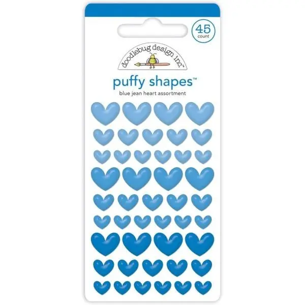 Puffy Stickers - Mini Hearts - Blue Jean 1