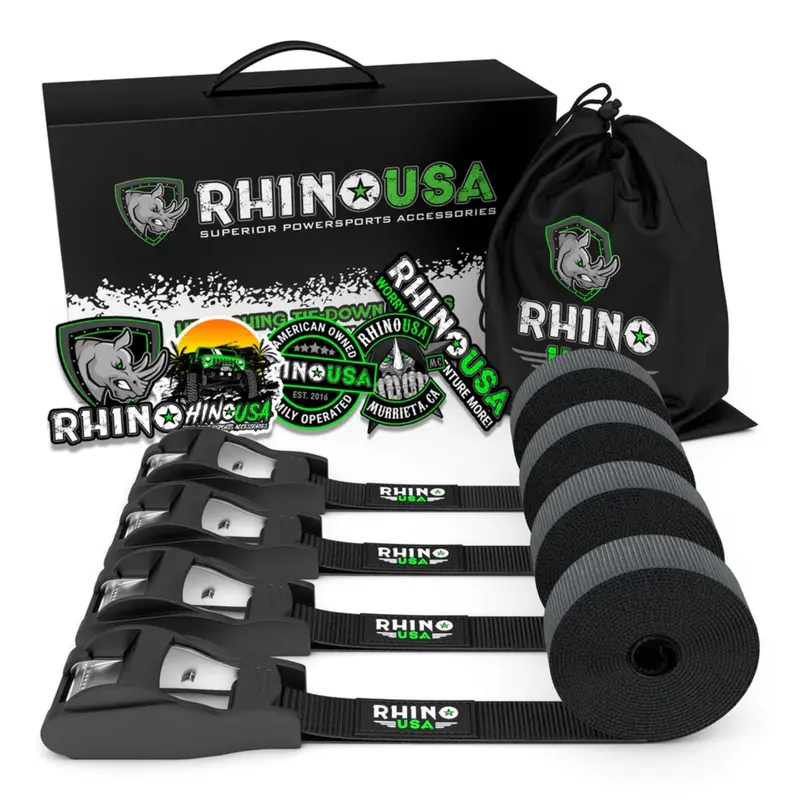 Rhino Usa 1" X 12' Lashing Tie-Down Straps (4 Pack) 1
