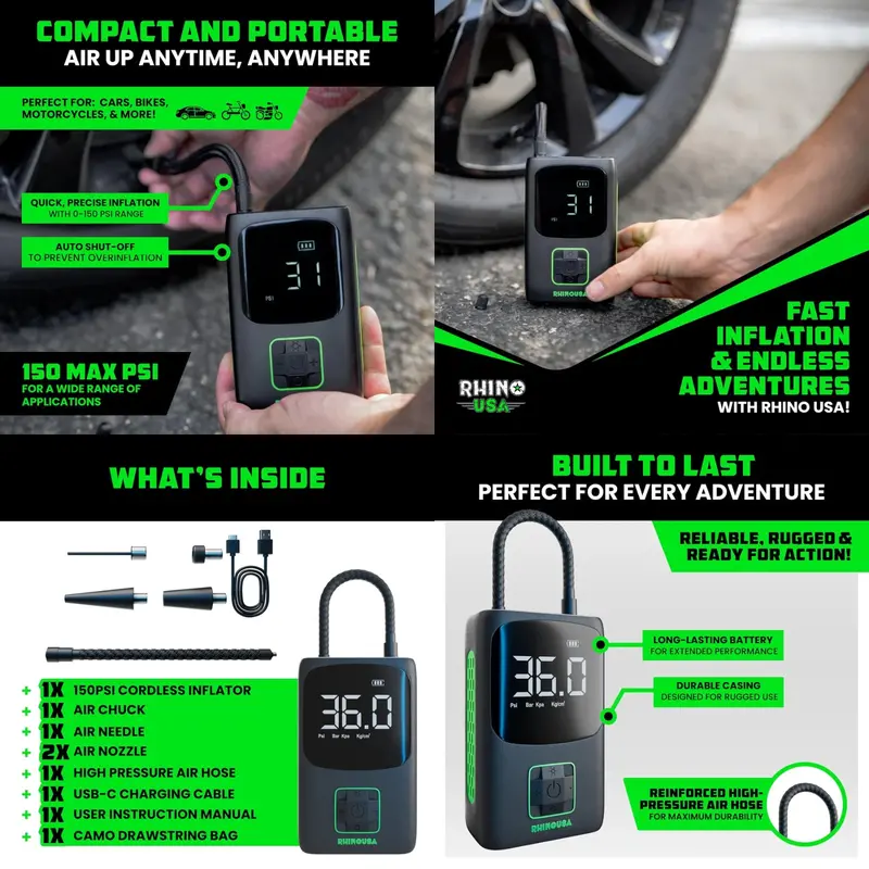 Rhino Usa 150 Psi Portable Tire Inflator 2