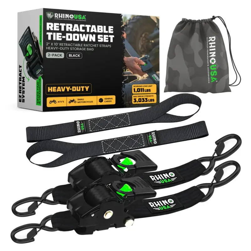 Rhino Usa 2" X 10' Retractable Ratchet Straps 1