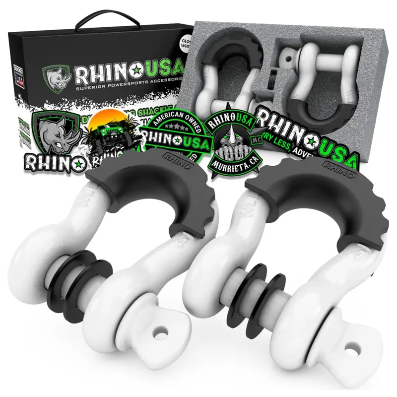 Rhino Usa 3/4" D-Ring Shackle Set - 2-Pack (White) 1