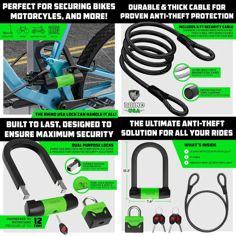 Rhino Usa Heavy-Duty Bike Lock Set 2